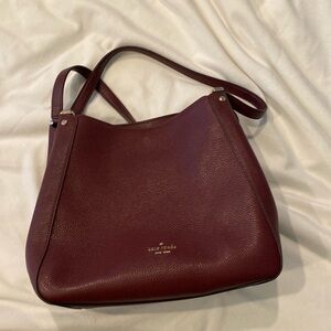Kate Spade Leila Leather Triple Compartment Shoulder Bag Purse Cherrywood Nwot